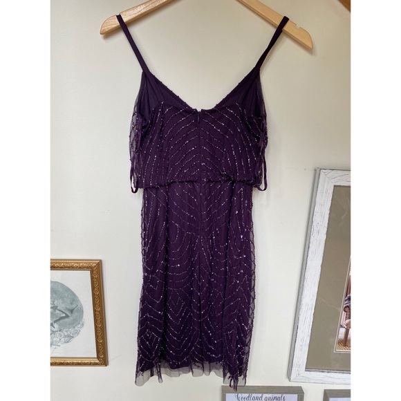 Adrianna Papell Purple Blouson Sequin Dress - Picture 2 of 4